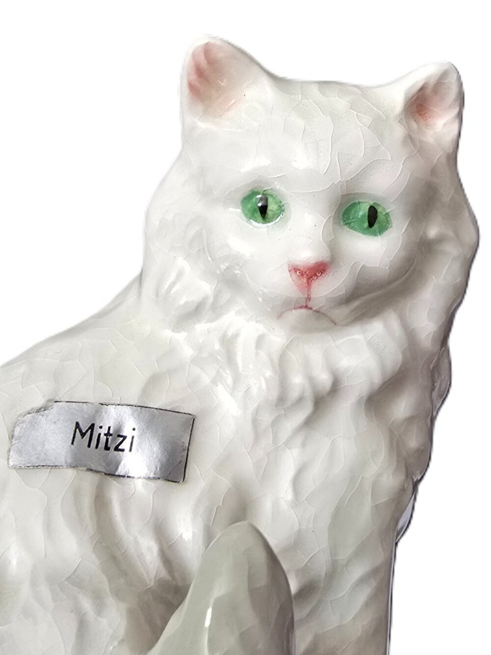 Goebel Mitzi Persian Cat Figurine W Germany Porcelain White Long Hair Green Eyes